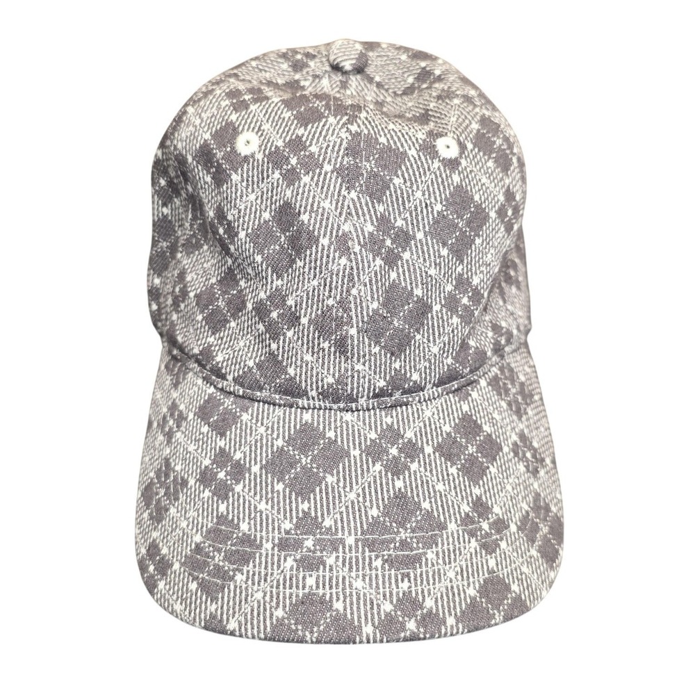 Free People Hat Cap Strap Back Womens Adjustable Gray Plaid 100% Cotton